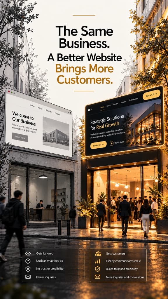 The Same Business. A Better Website Brings More Customers. Architectural & conversion comparison