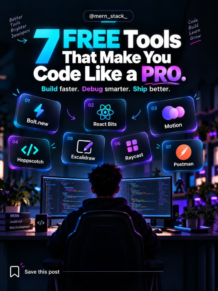 7 Free Tools That Make You Code Like a PRO - Developer productivity guide