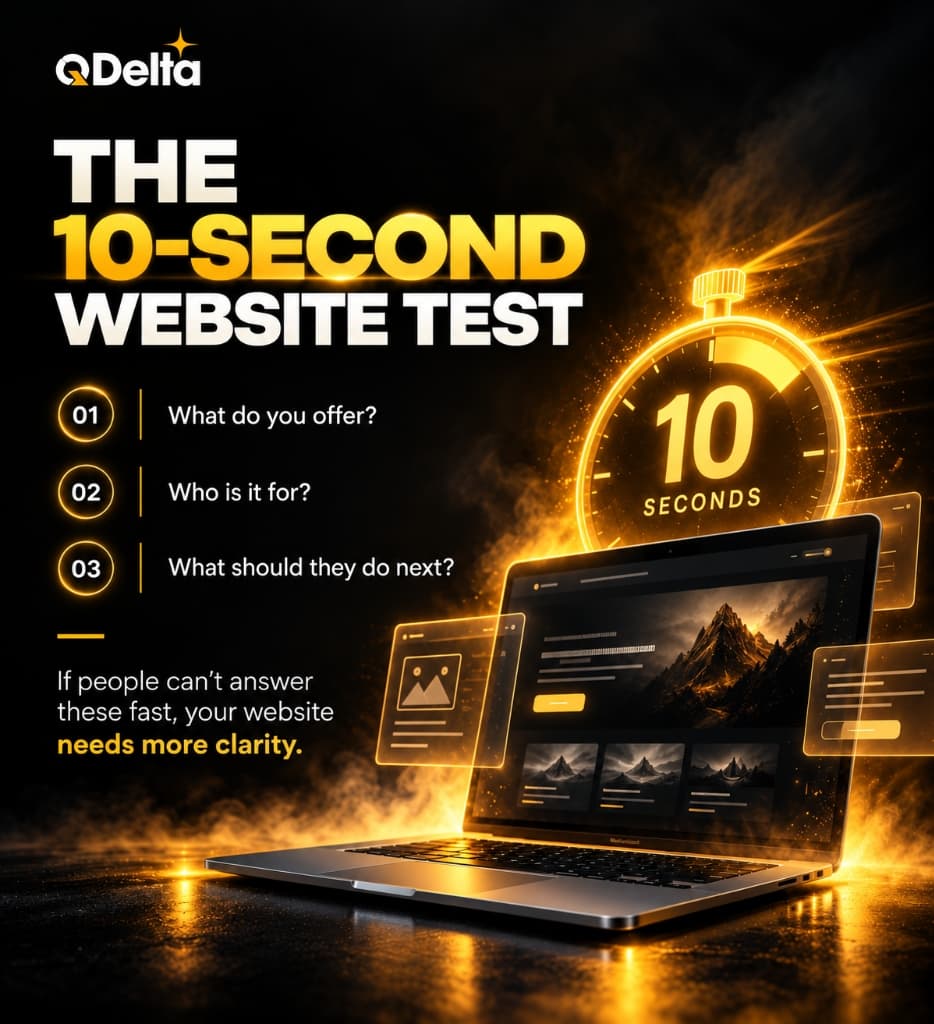QDelta - The 10-Second Website Test. If people can't answer these fast, your website needs more clarity.