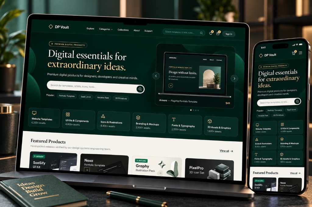 Screenshot preview of DP Vault website