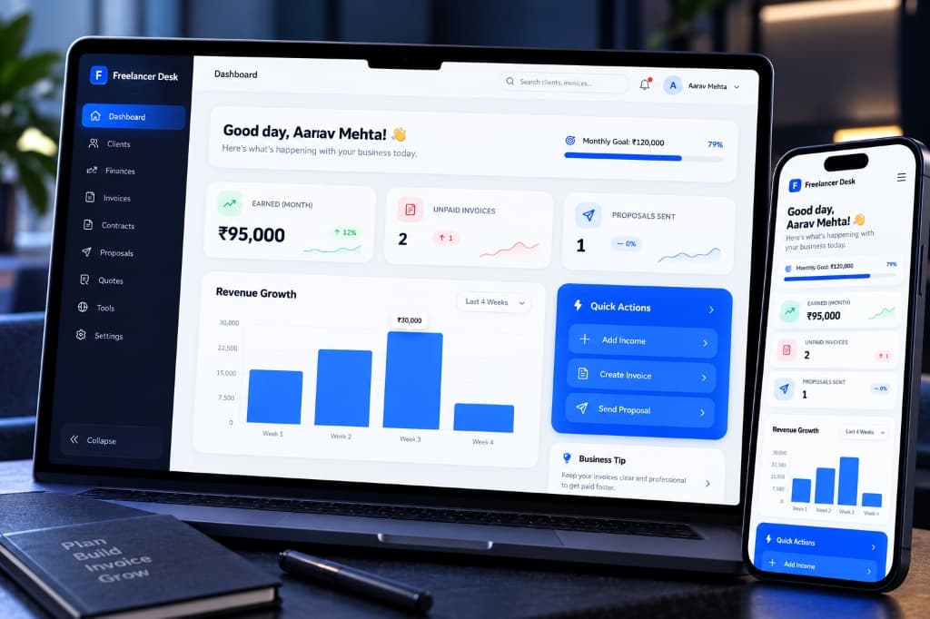 Screenshot preview of Freelancer Desk website