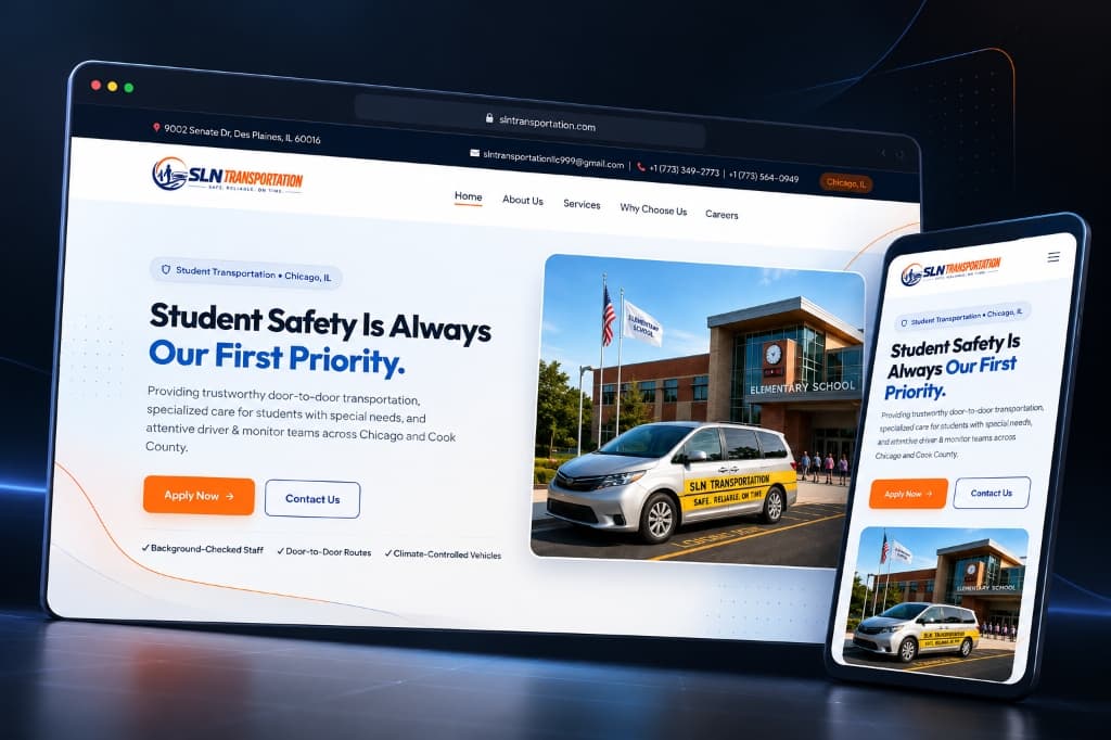 Screenshot preview of SLN Transportation website