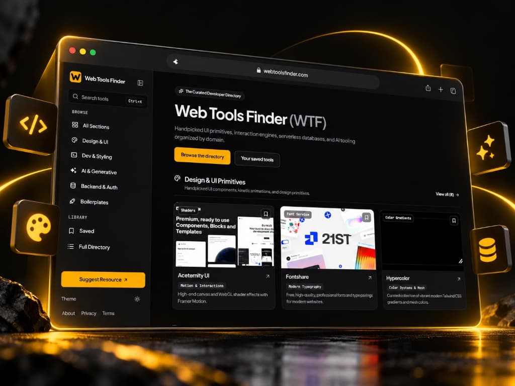 Screenshot preview of Web Tools Finder website