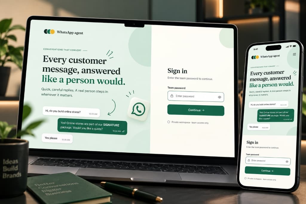 Screenshot preview of WhatsApp Agent website